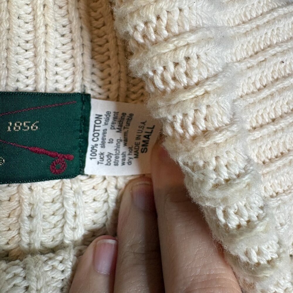 Vtg. Orvis off white chunky fisherman sweater - Picture 4 of 5